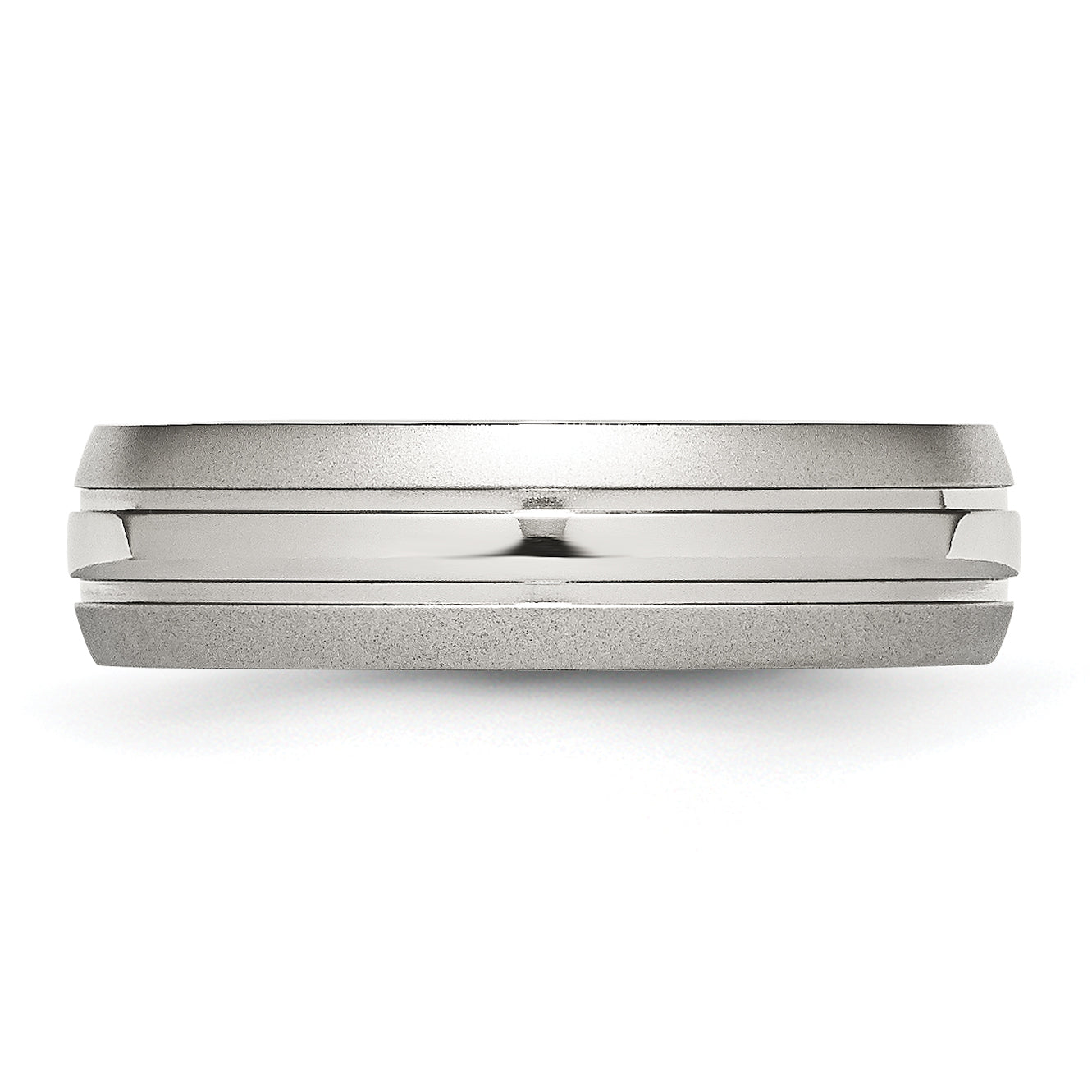 Stainless Steel Polished with Brushed Edge 6mm Grooved Band