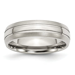 Stainless Steel Polished with Brushed Edge 6mm Grooved Band