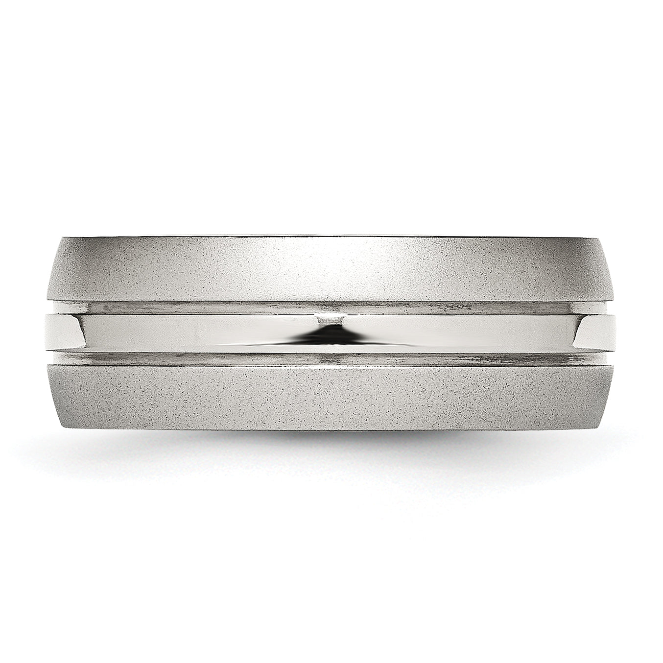 Stainless Steel Polished with Brushed Edge 8mm Grooved Band