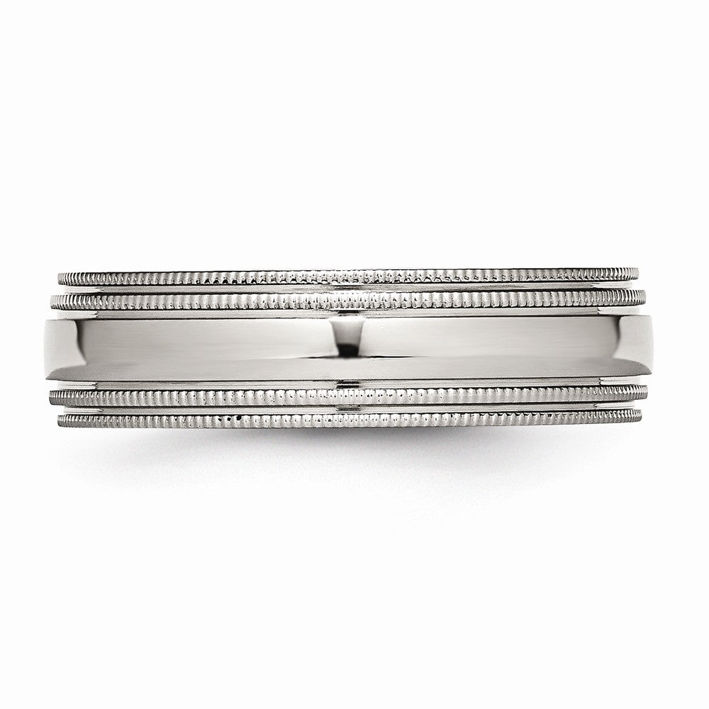 Stainless Steel Grooved and Beaded 6mm Polished Band