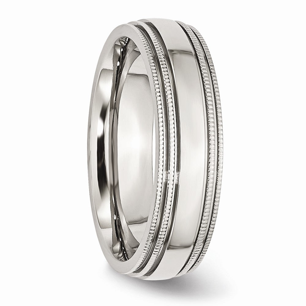 Stainless Steel Grooved and Beaded 6mm Polished Band