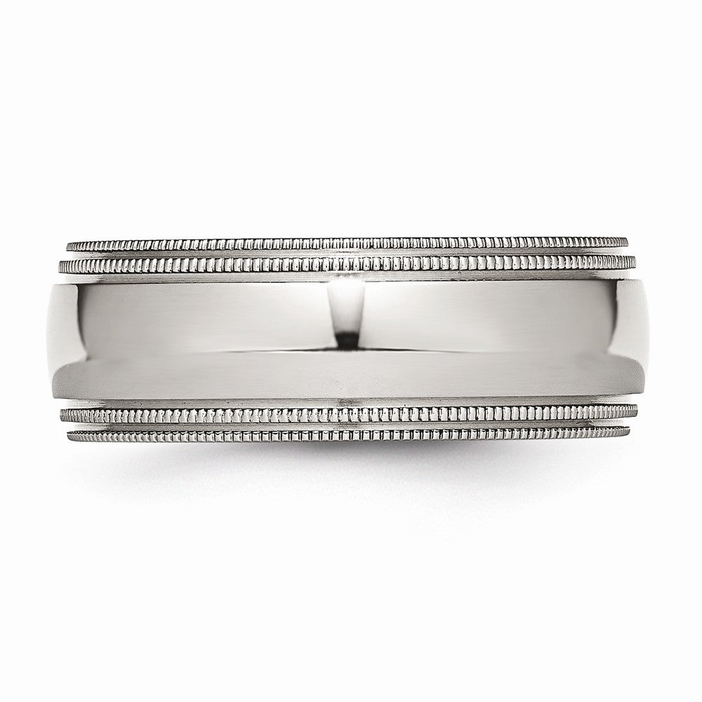 Stainless Steel Grooved and Beaded 8mm Polished Band