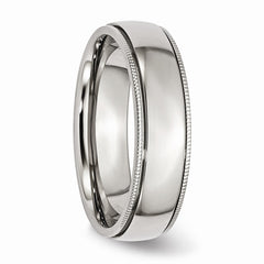 Stainless Steel Grooved and Beaded 6mm Polished Band