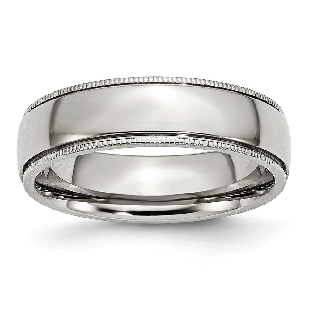 Stainless Steel Grooved and Beaded 6mm Polished Band