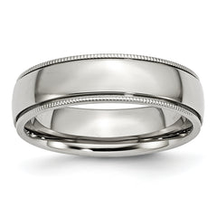 Stainless Steel Polished 6mm Grooved and Beaded Band