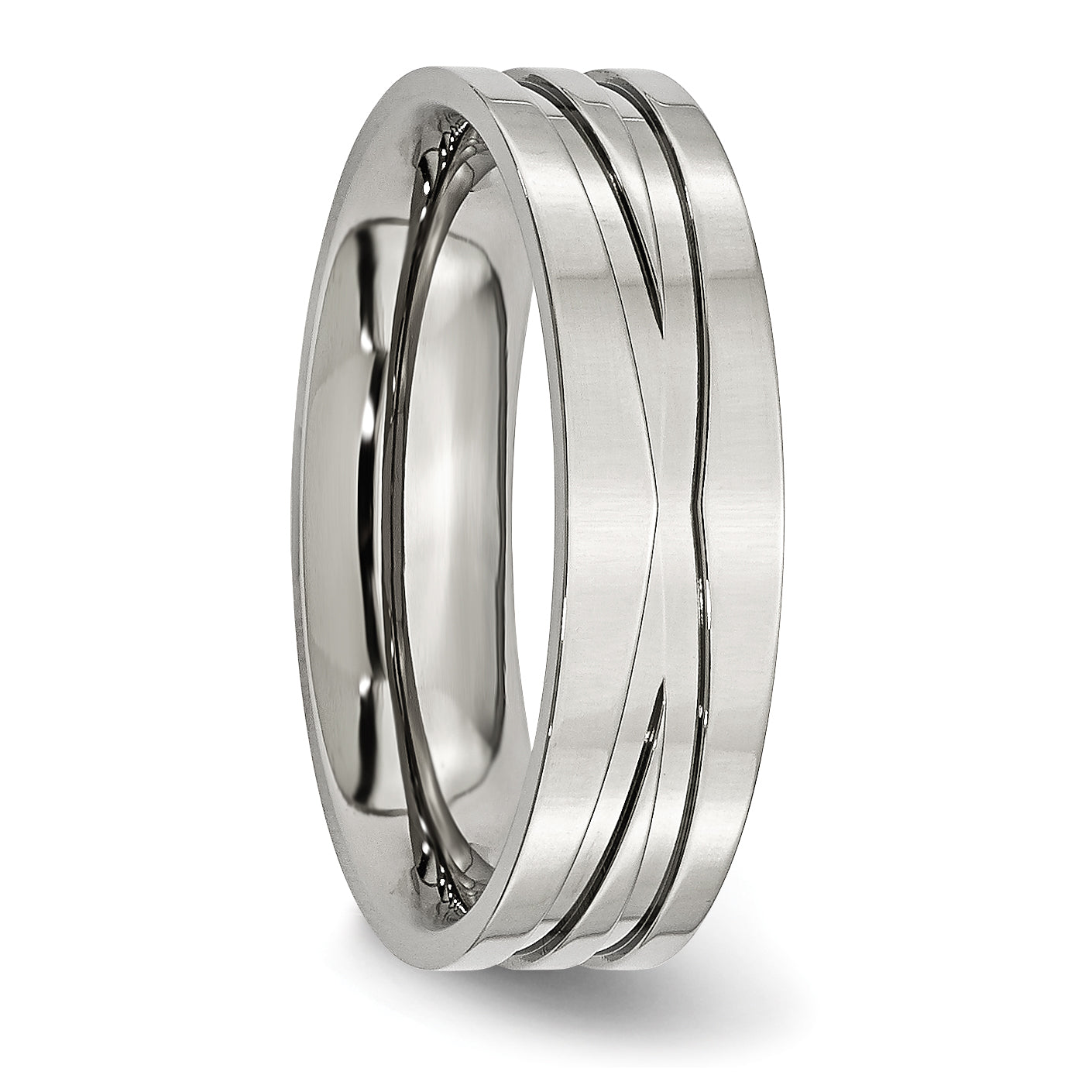 Stainless Steel Polished 6mm Grooved Band