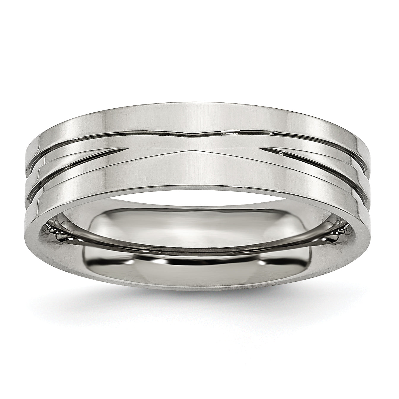 Stainless Steel Polished 6mm Grooved Band