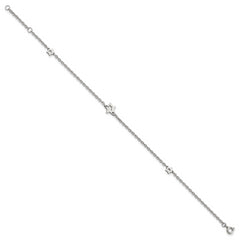 Chisel Stainless Steel Polished Stars 9 inch Anklet Plus 1 inch Extension