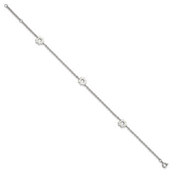 Chisel Stainless Steel Polished Flowers 9 inch Anklet Plus 1 inch Extension