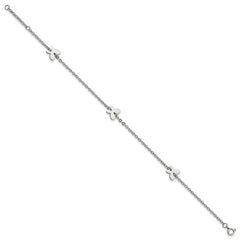 Chisel Stainless Steel Polished with Butterfly Charms 9 inch Anklet Plus 1 inch Extension