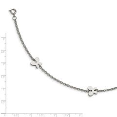 Chisel Stainless Steel Polished with Butterfly Charms 9 inch Anklet Plus 1 inch Extension