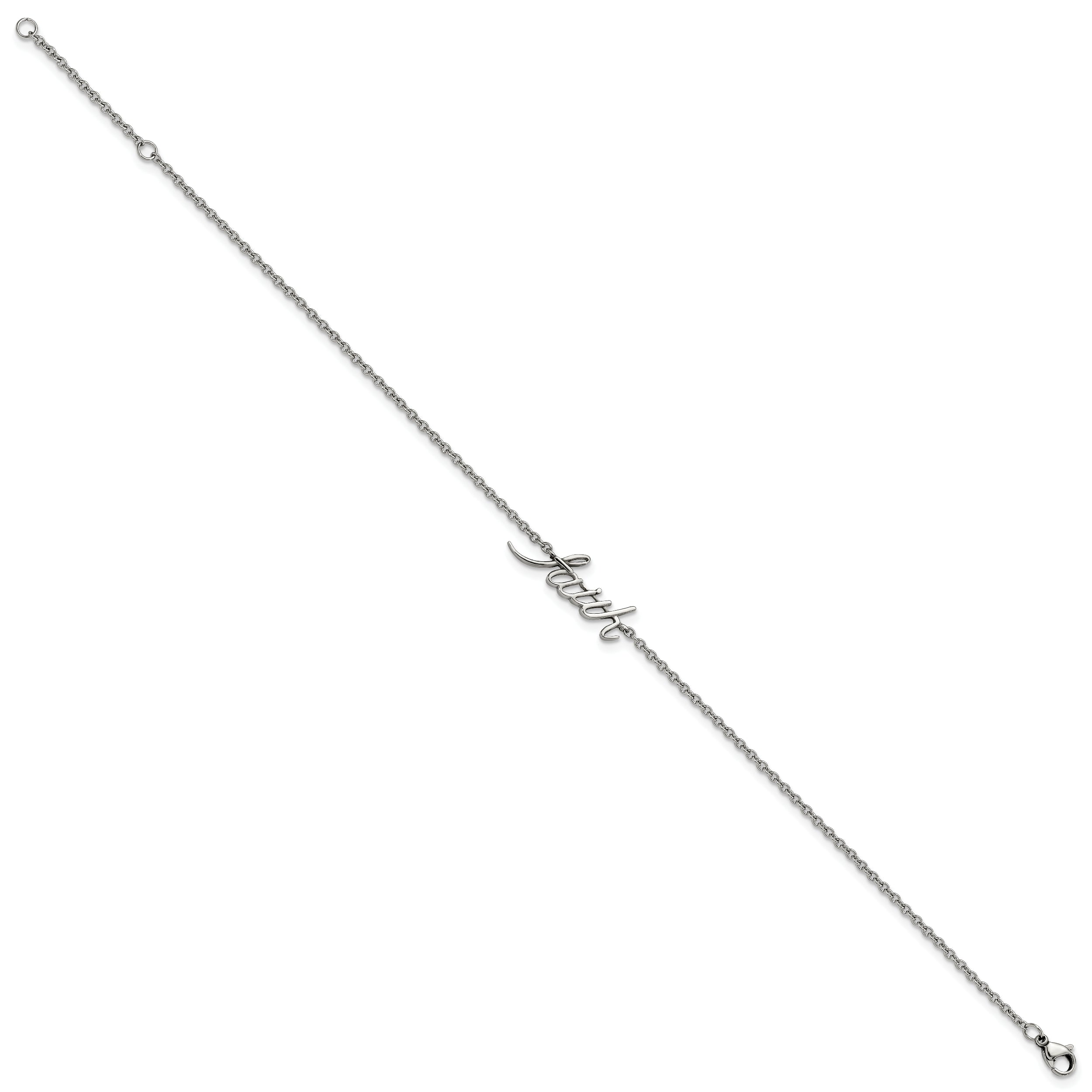 Chisel Stainless Steel Polished FAITH 9 inch Anklet Plus 1 inch Extension