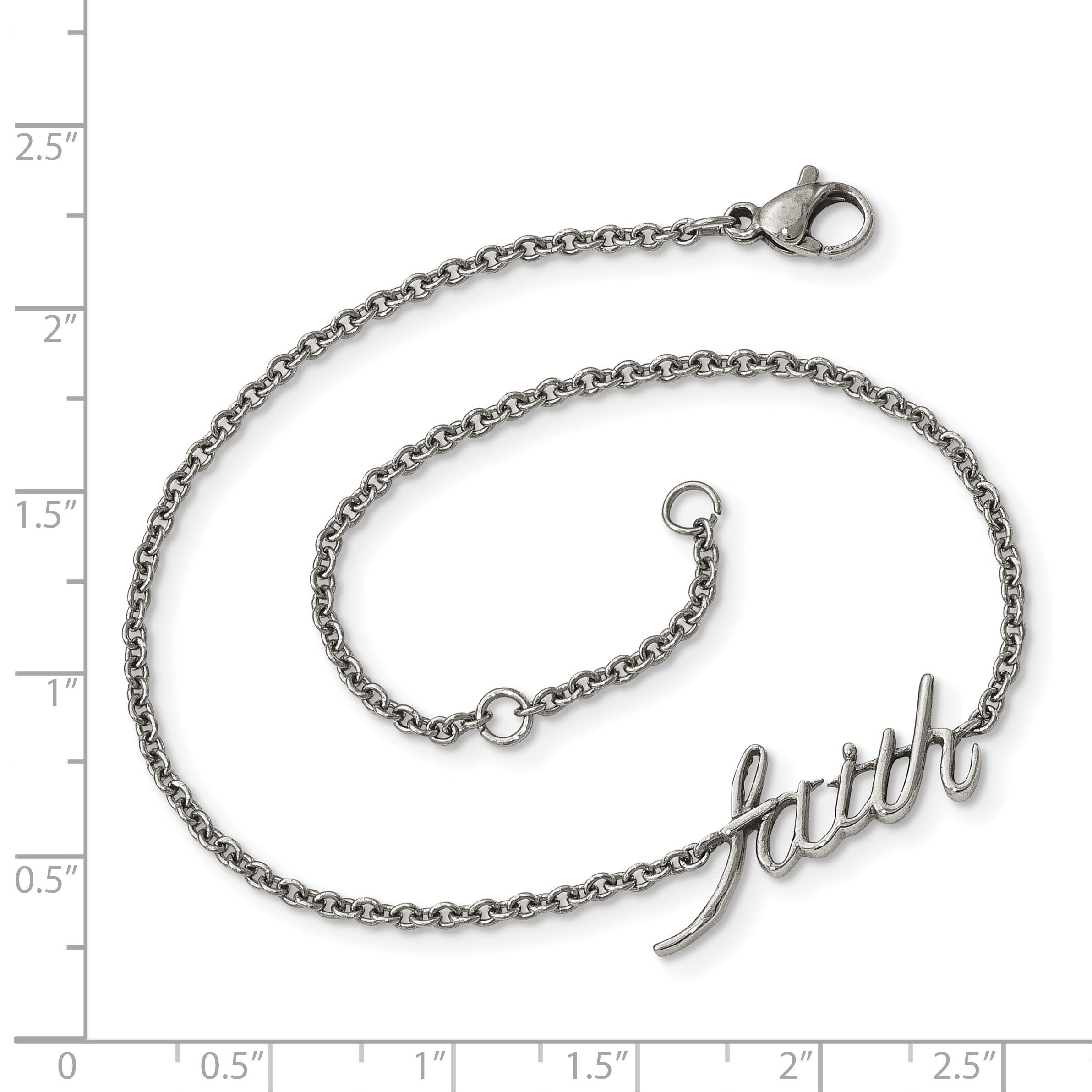 Chisel Stainless Steel Polished FAITH 9 inch Anklet Plus 1 inch Extension