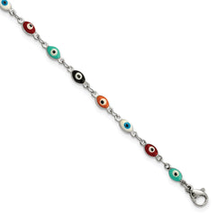 Chisel Stainless Steel Polished Enameled Eyes 9 inch Anklet Plus 1 inch Extension