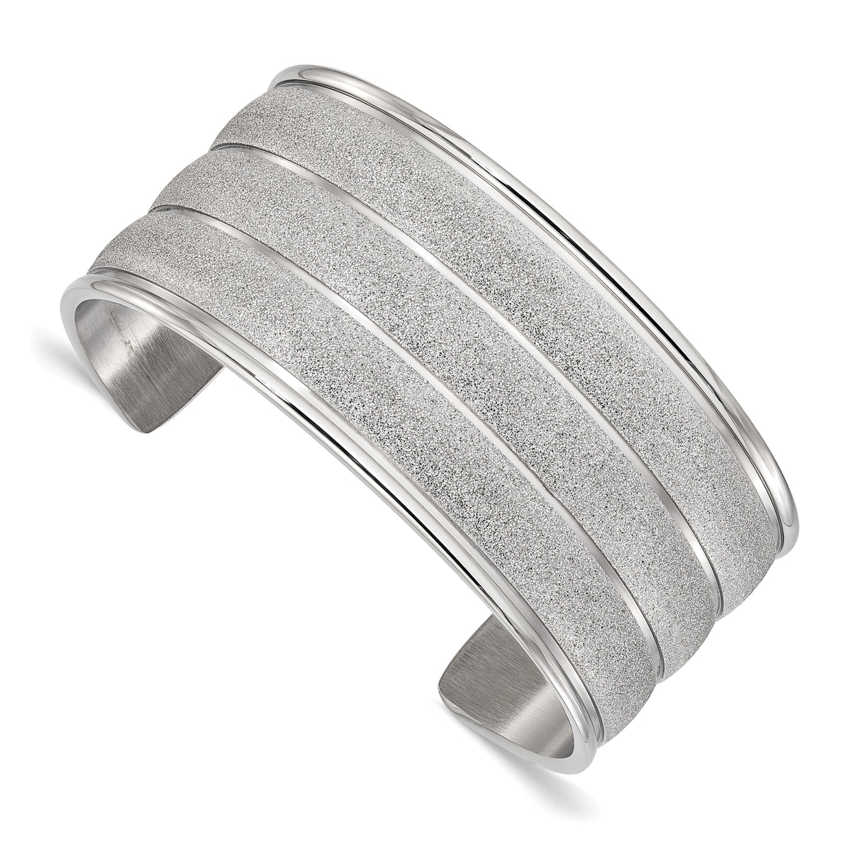 Stainless Steel Polished & Laser Cut Cuff Bangle