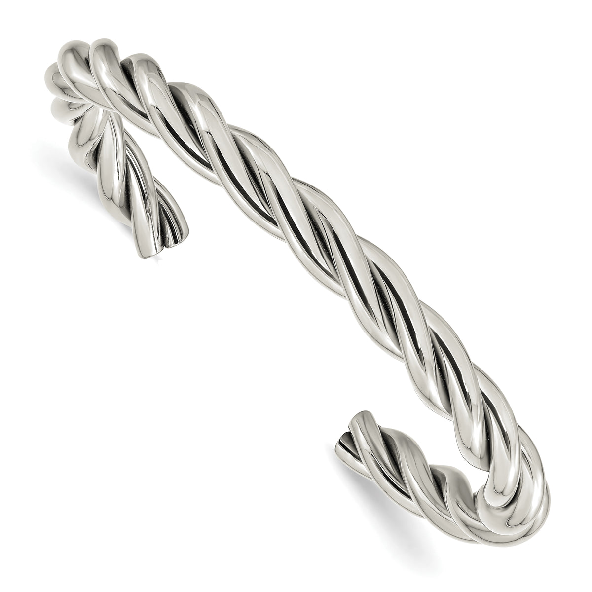 Chisel Stainless Steel Polished Twisted Cuff Bangle