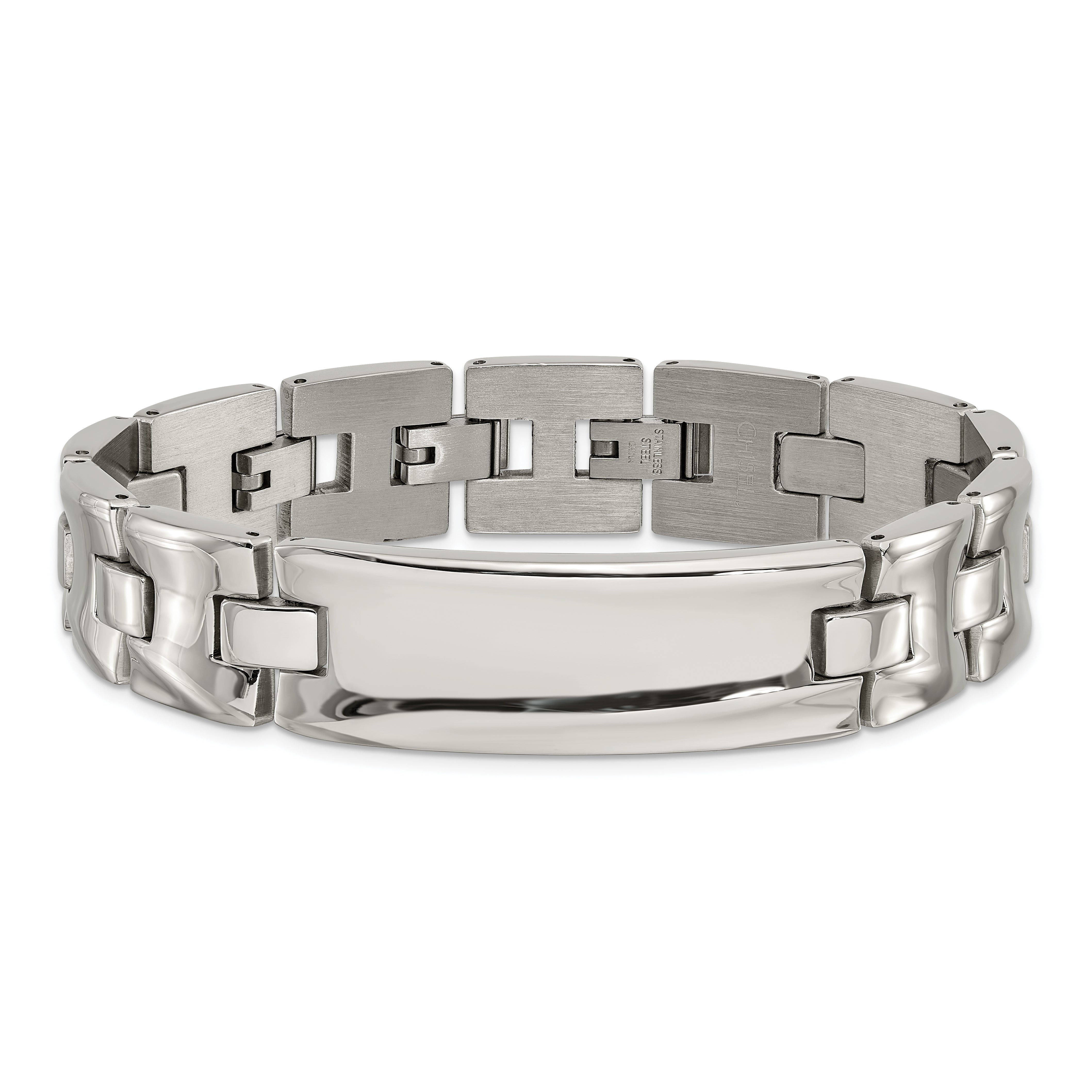 Stainless Steel Polished Link ID Bracelet