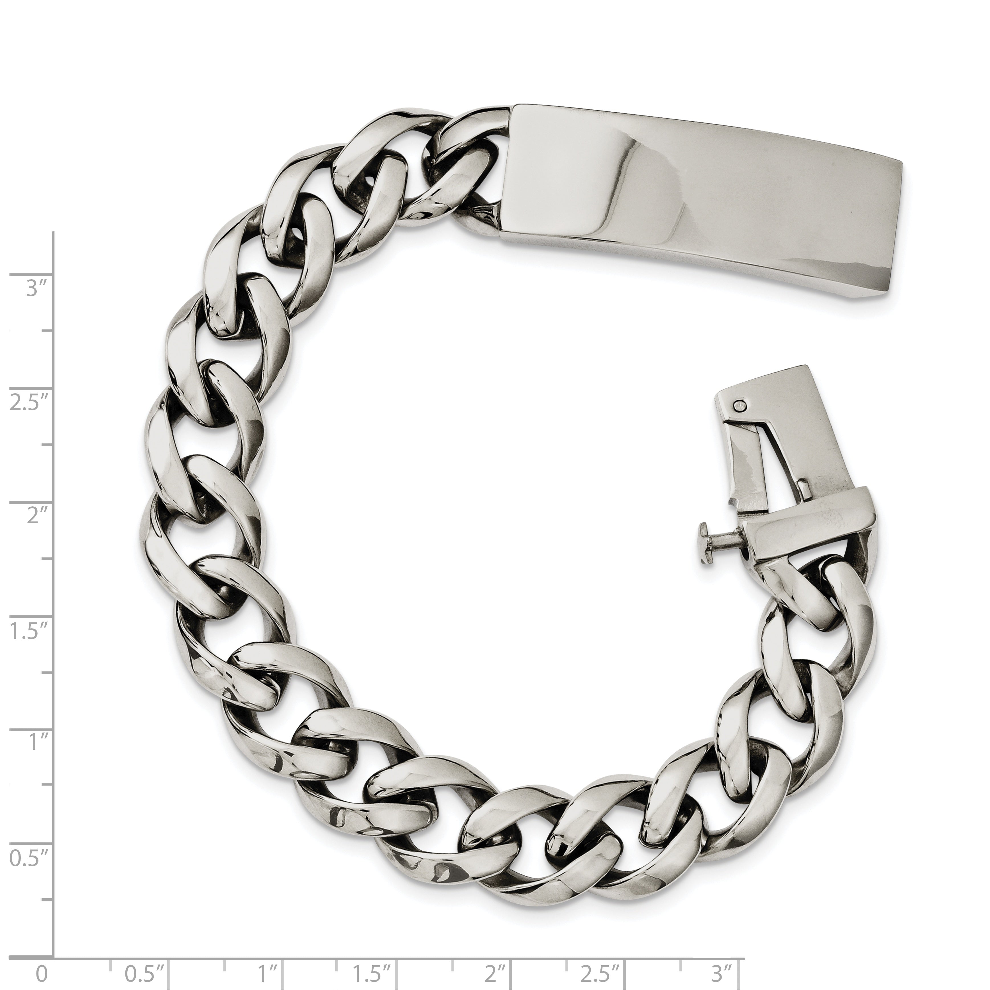 Chisel Stainless Steel Polished Curb Chain 8.5 inch ID Bracelet