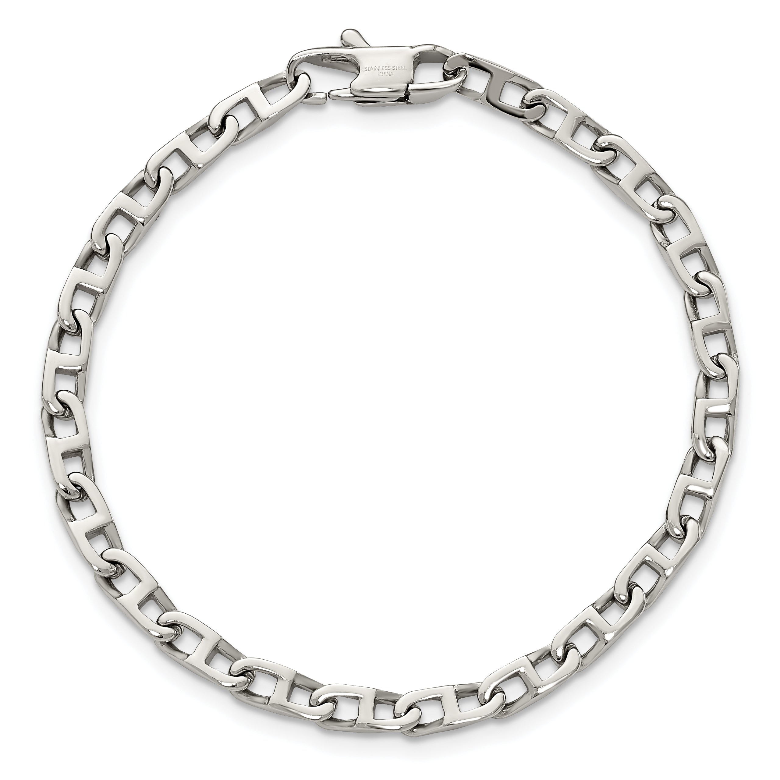 Chisel Stainless Steel Polished 7.75 inch Oval Link Bracelet