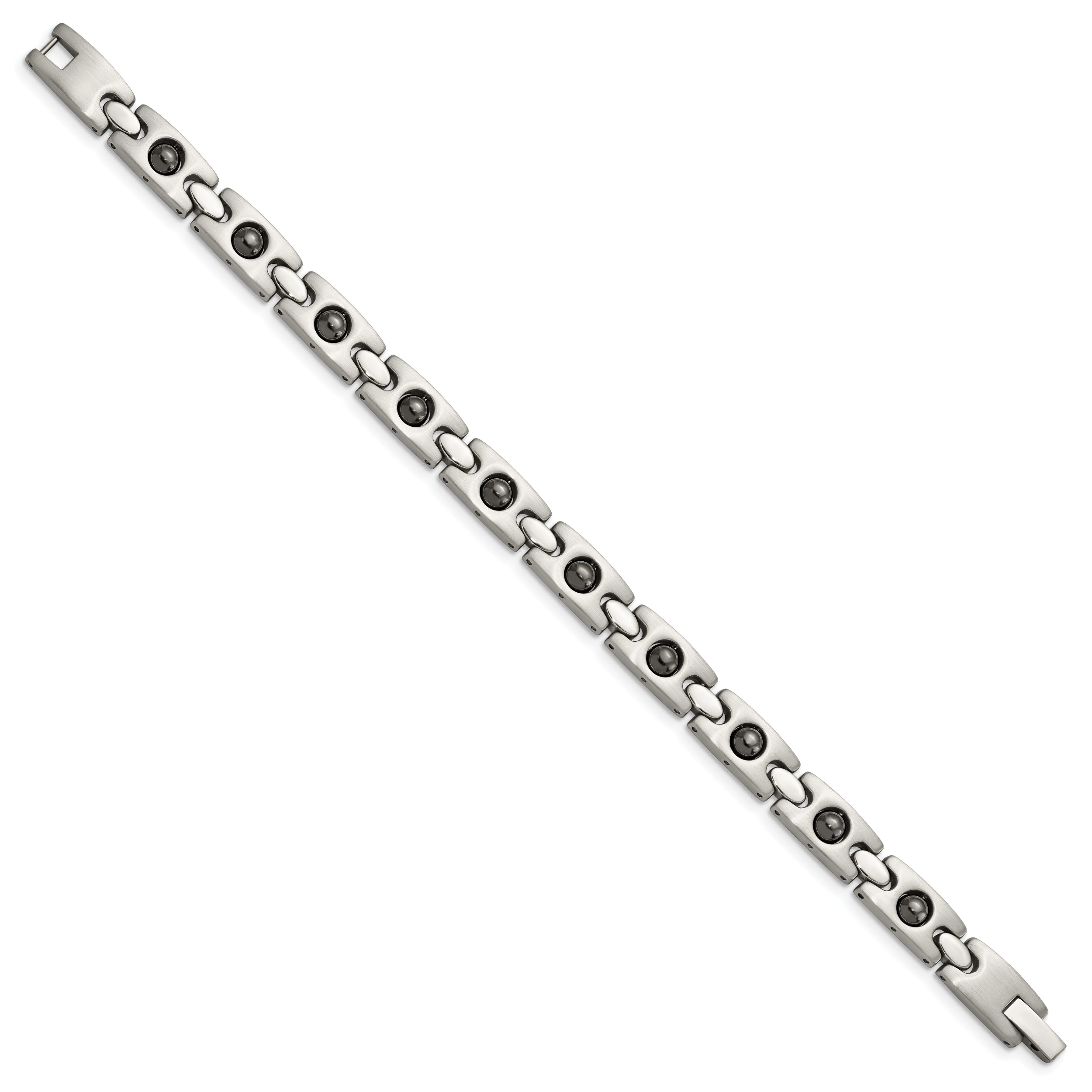 Chisel Stainless Steel Brushed and Polished with Magnetic Ball Accent 8.5 inch Link Bracelet