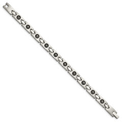 Chisel Stainless Steel Brushed and Polished with Magnetic Ball Accent 8.5 inch Link Bracelet