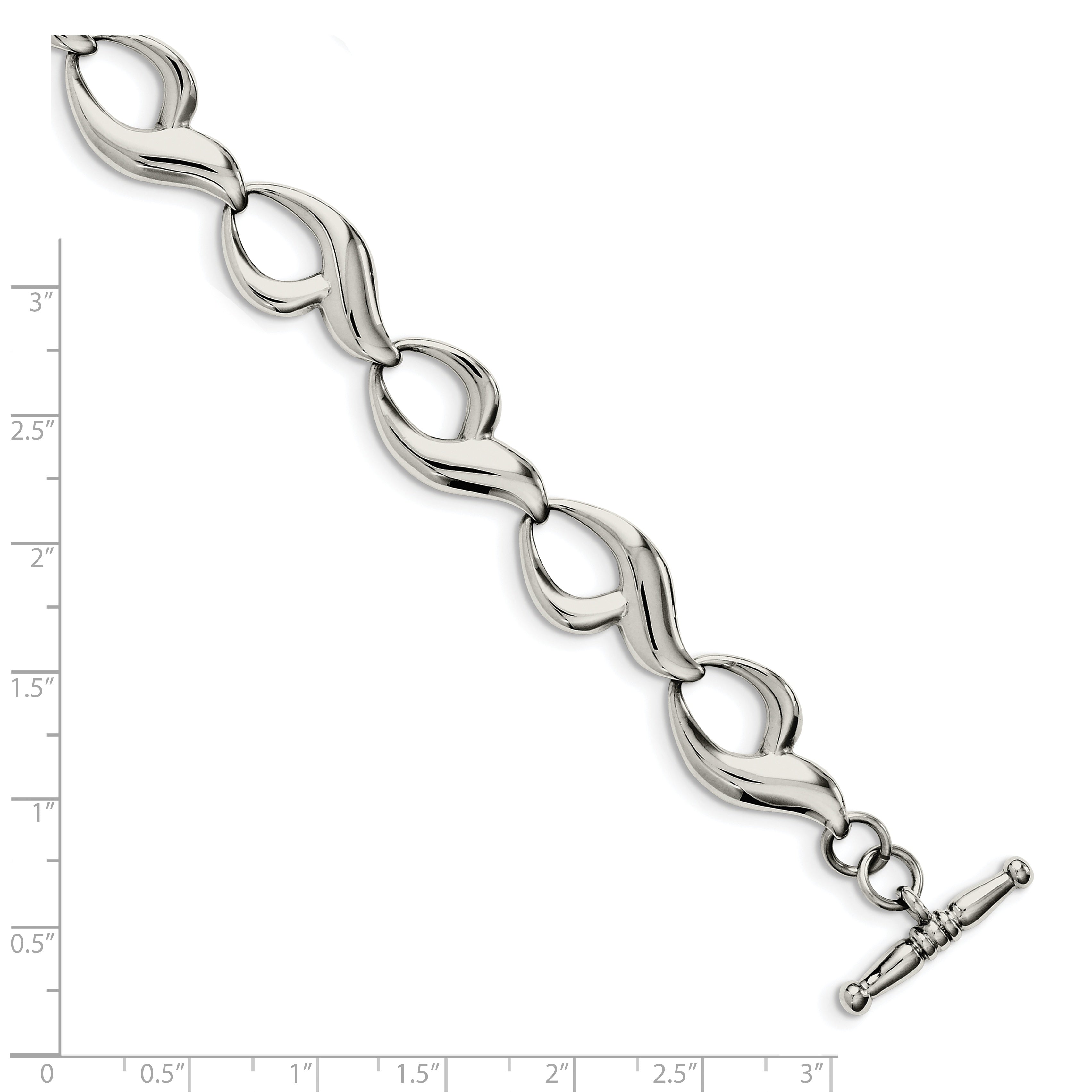 Stainless Steel Polished Fancy Link 8.25in Toggle Bracelet