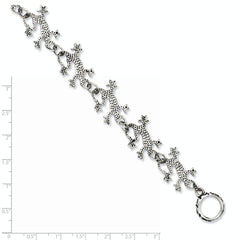 Stainless Steel Polished & Antiqued Lizards 8.5in Toggle Bracelet