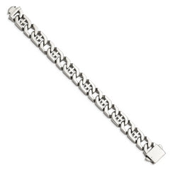 Chisel Stainless Steel Polished Crosses 8.5 inch Link Bracelet