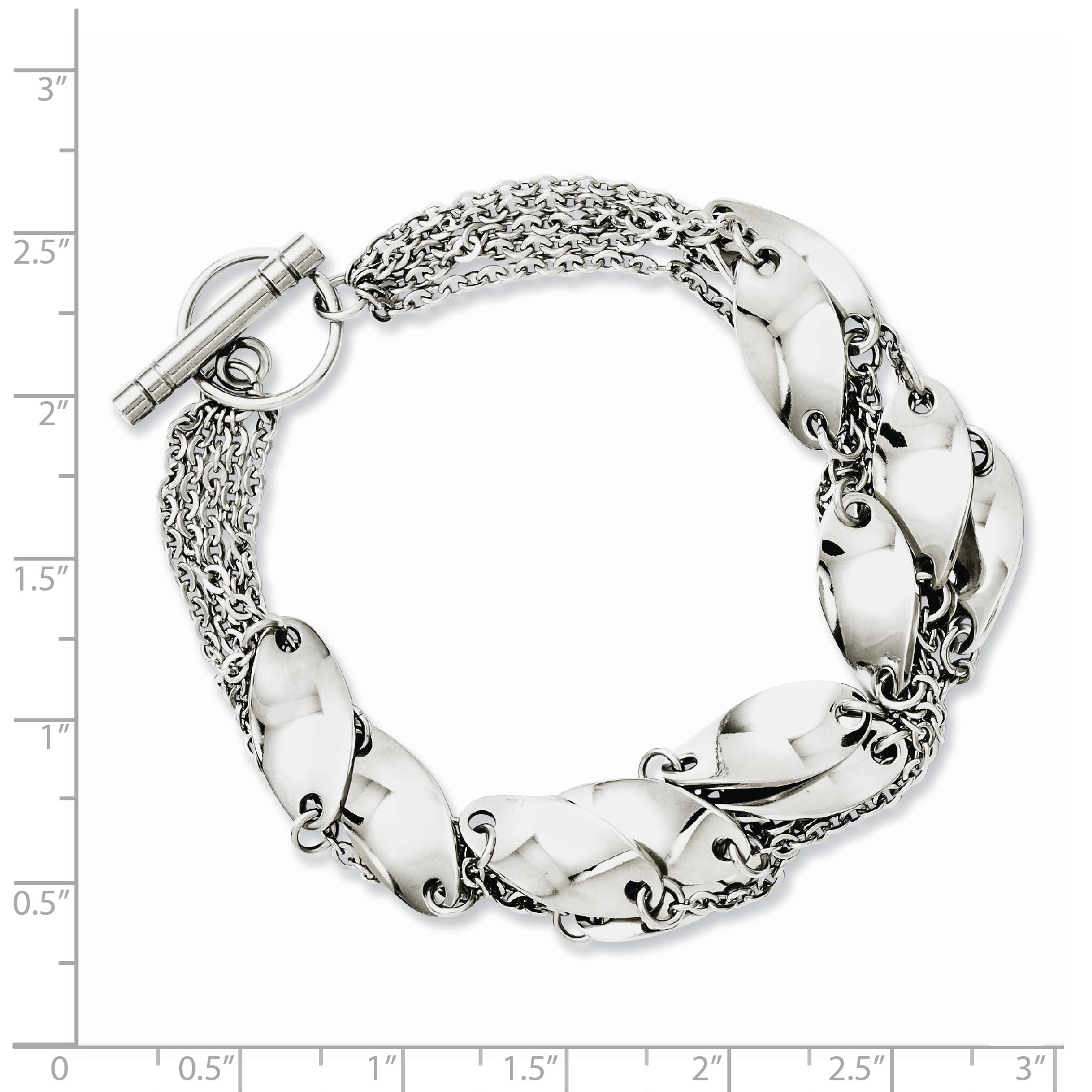 Stainless Steel Polished Swirl 8in Toggle Bracelet