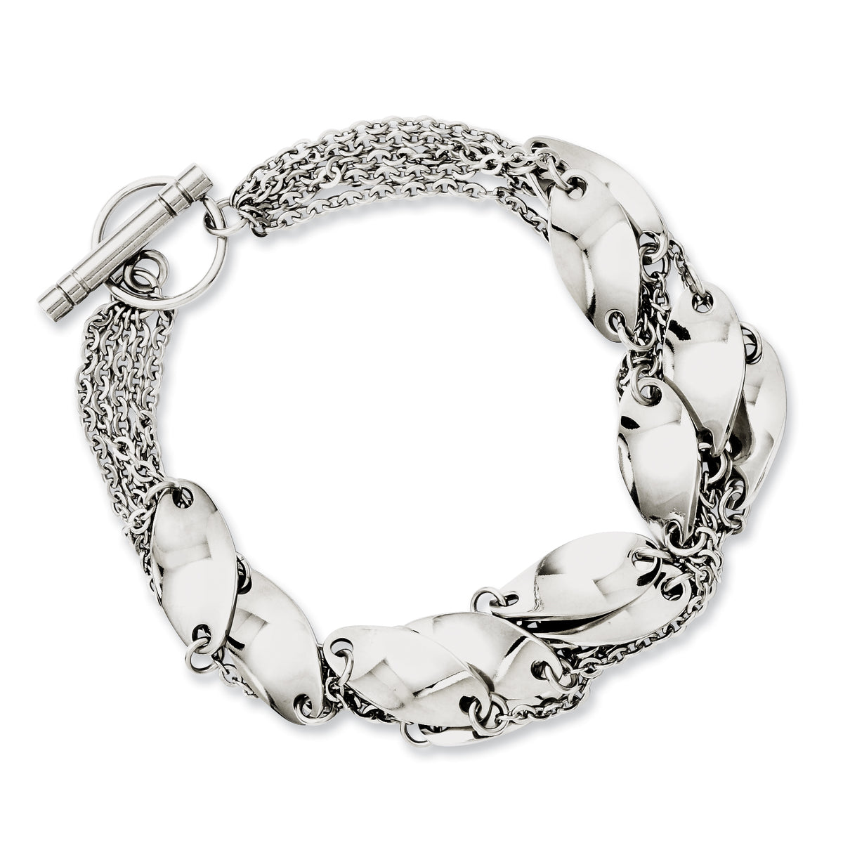 Stainless Steel Polished Swirl 8in Toggle Bracelet