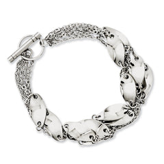 Stainless Steel Polished Swirl 8in Toggle Bracelet