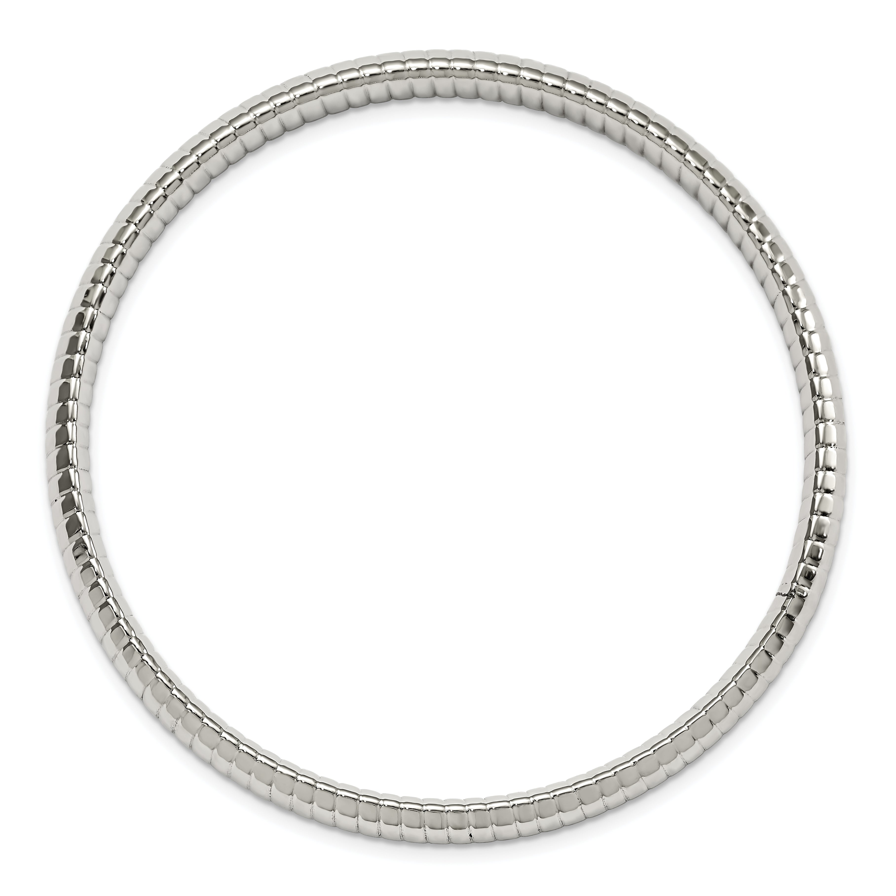 Chisel Stainless Steel Polished and Textured Hollow Bangle