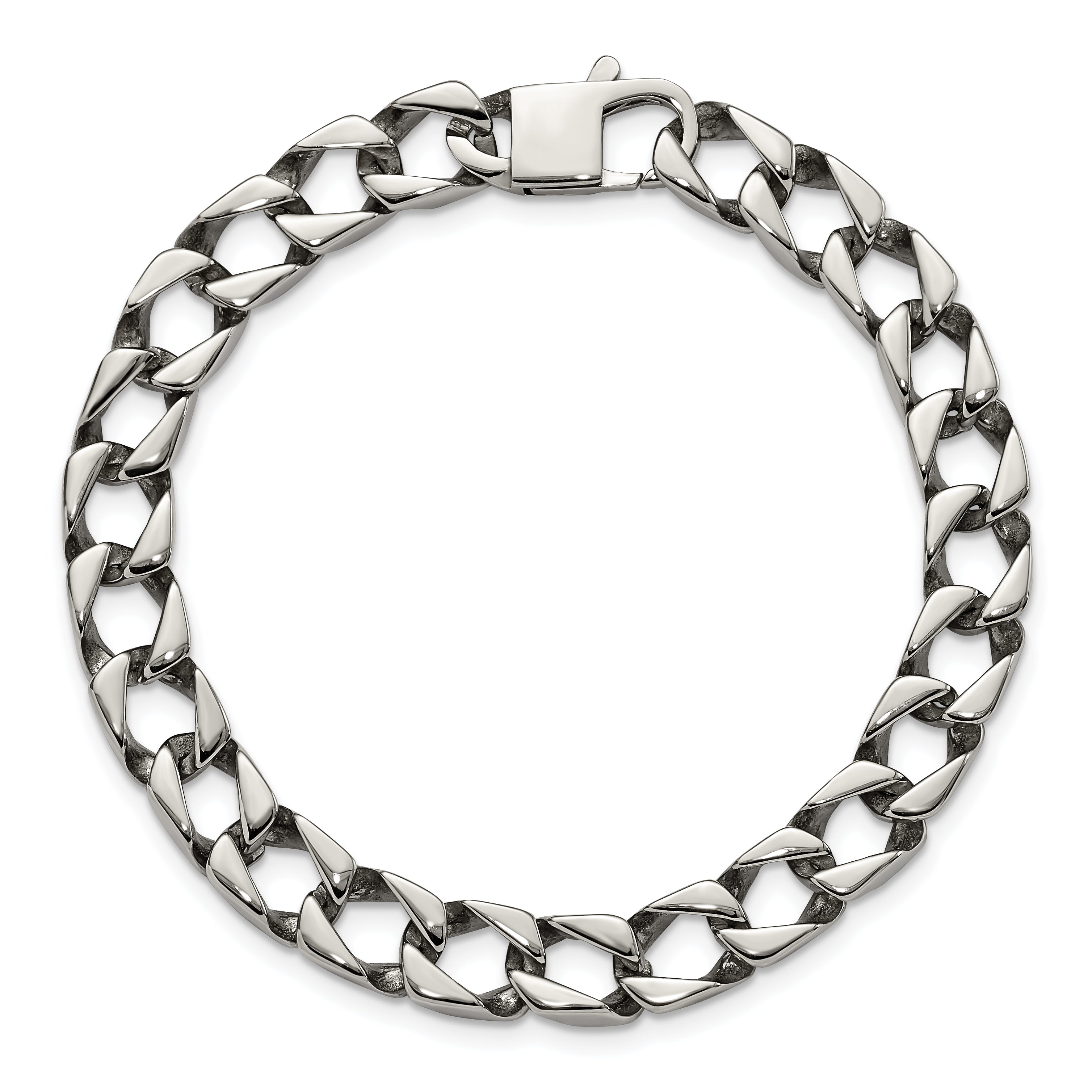 Chisel Stainless Steel Polished 8.5 inch Square Link Bracelet