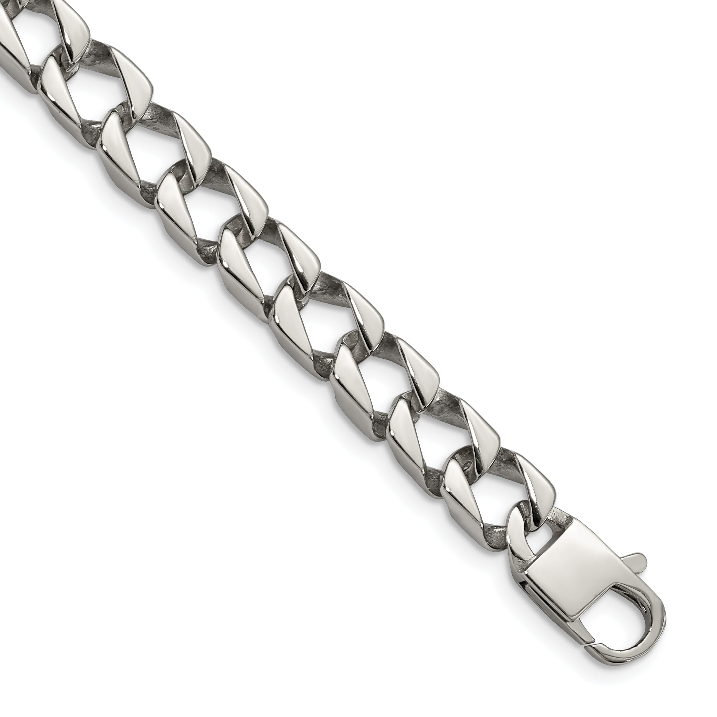 Chisel Stainless Steel Polished 8.5 inch Square Link Bracelet