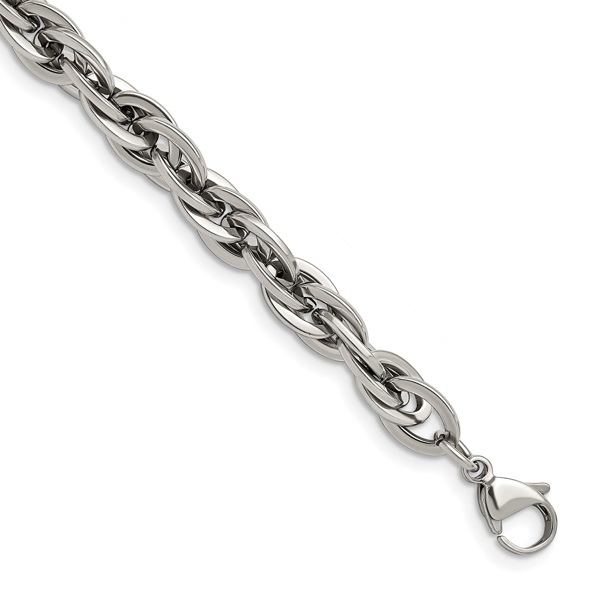 Chisel Stainless Steel Polished 8 inch Oval Links Bracelet