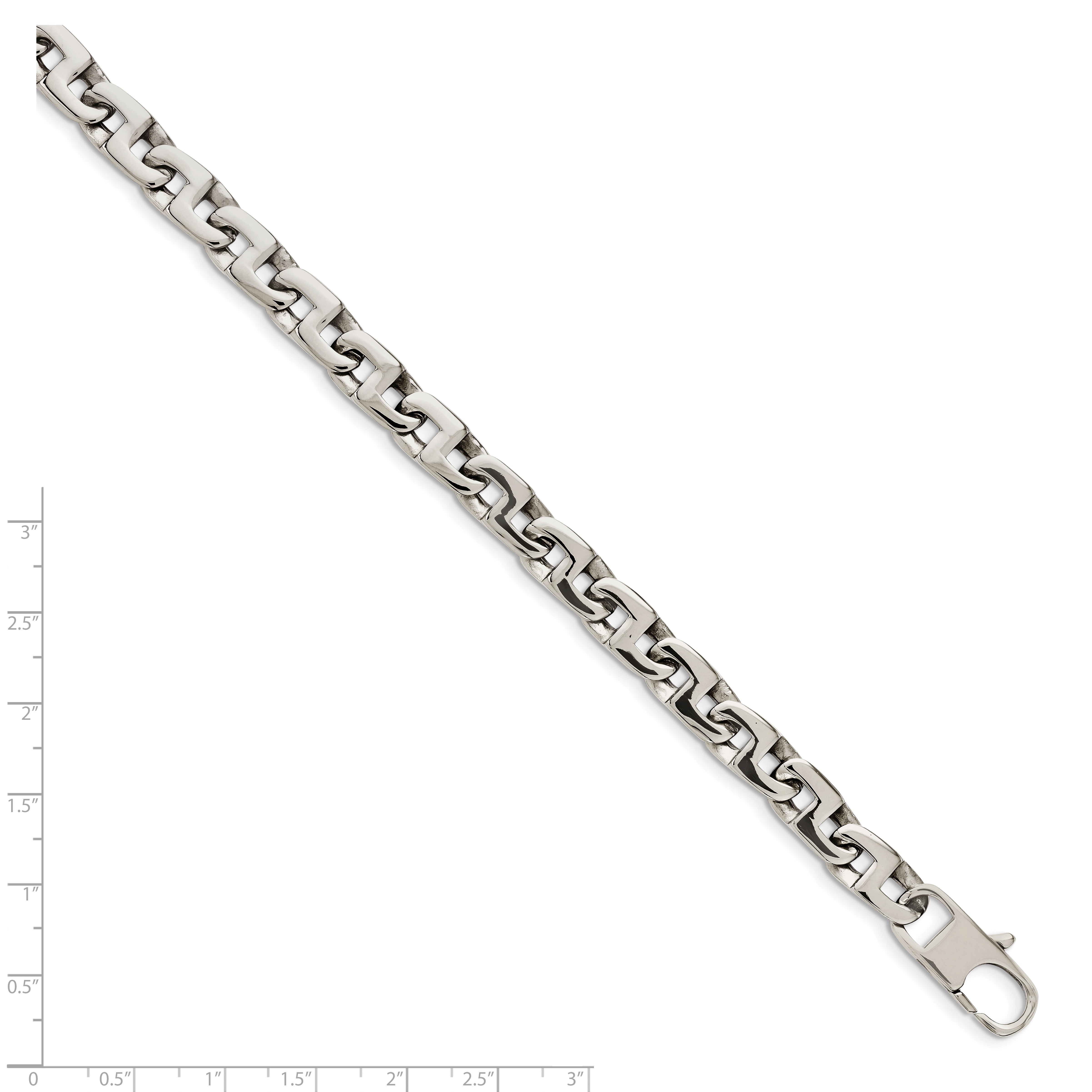 Chisel Stainless Steel Polished 8.5 inch Fancy Square Link Bracelet