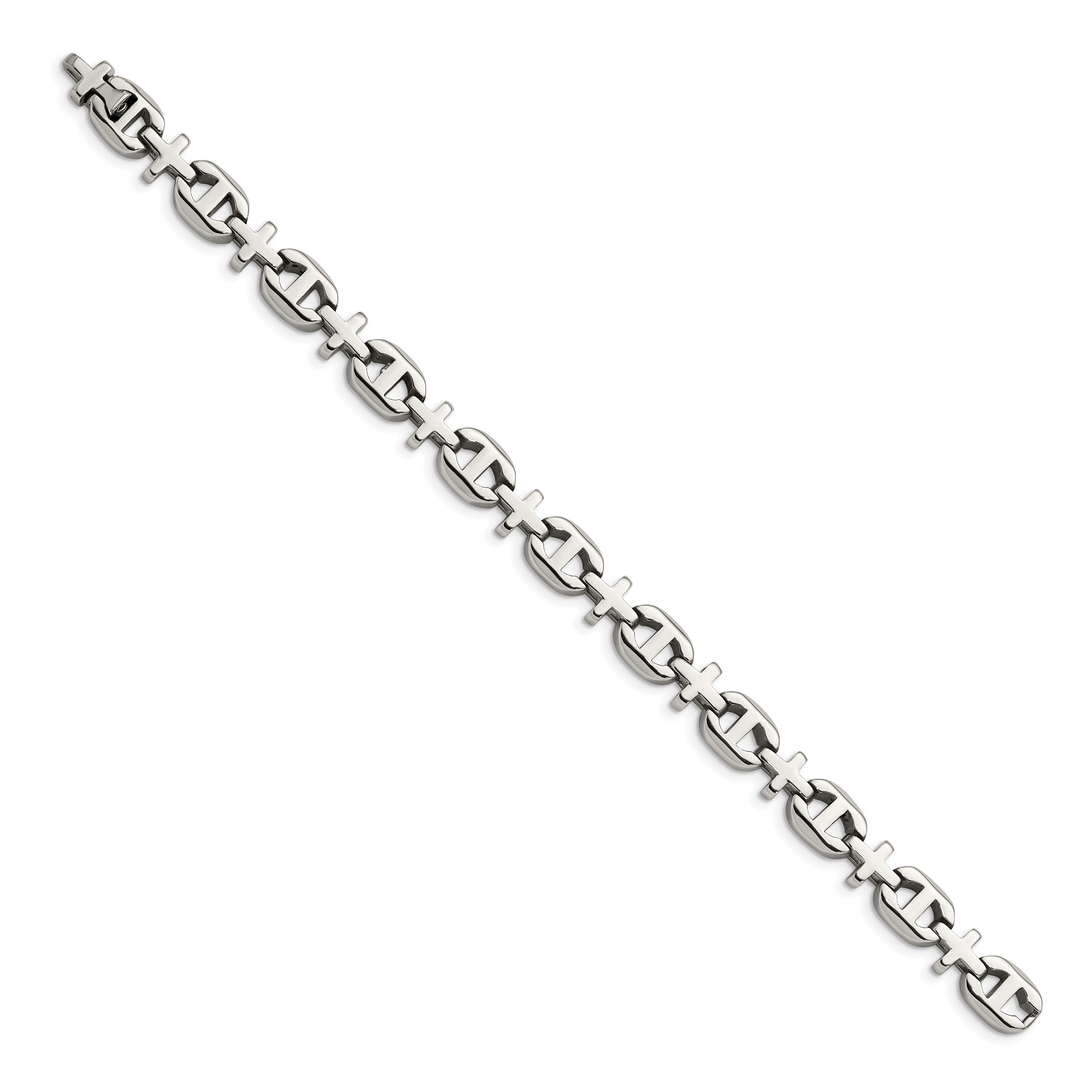 Chisel Stainless Steel Polished 8.5 inch Cross Link Bracelet