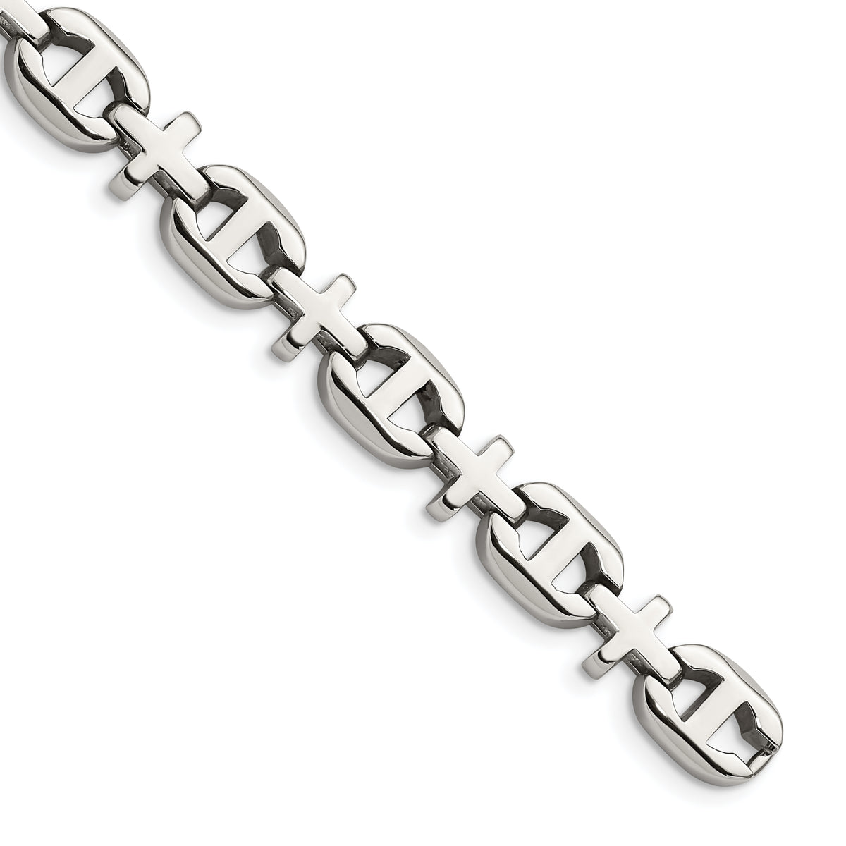 Chisel Stainless Steel Polished 8.5 inch Cross Link Bracelet