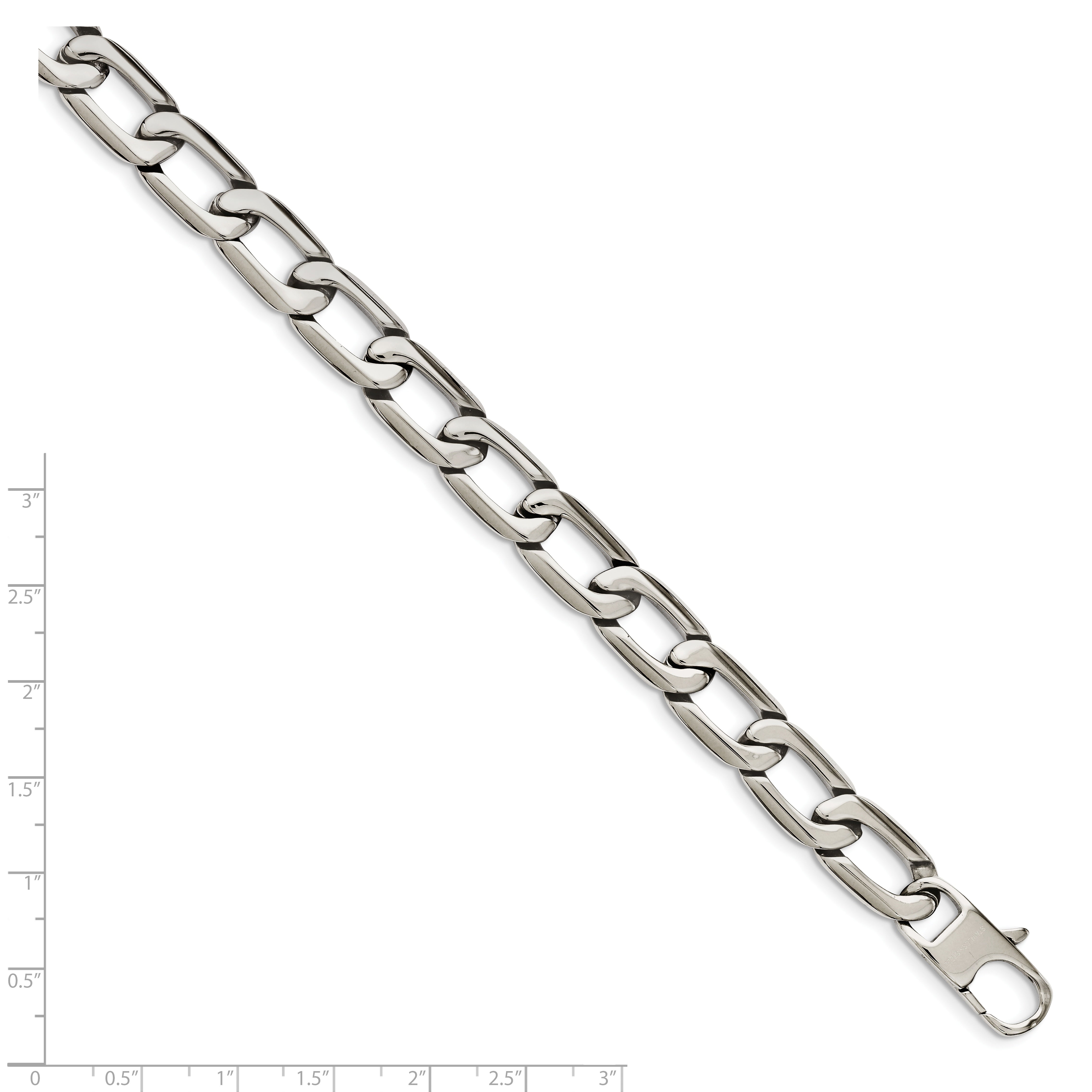 Chisel Stainless Steel Polished 8.5 inch Open Link Bracelet