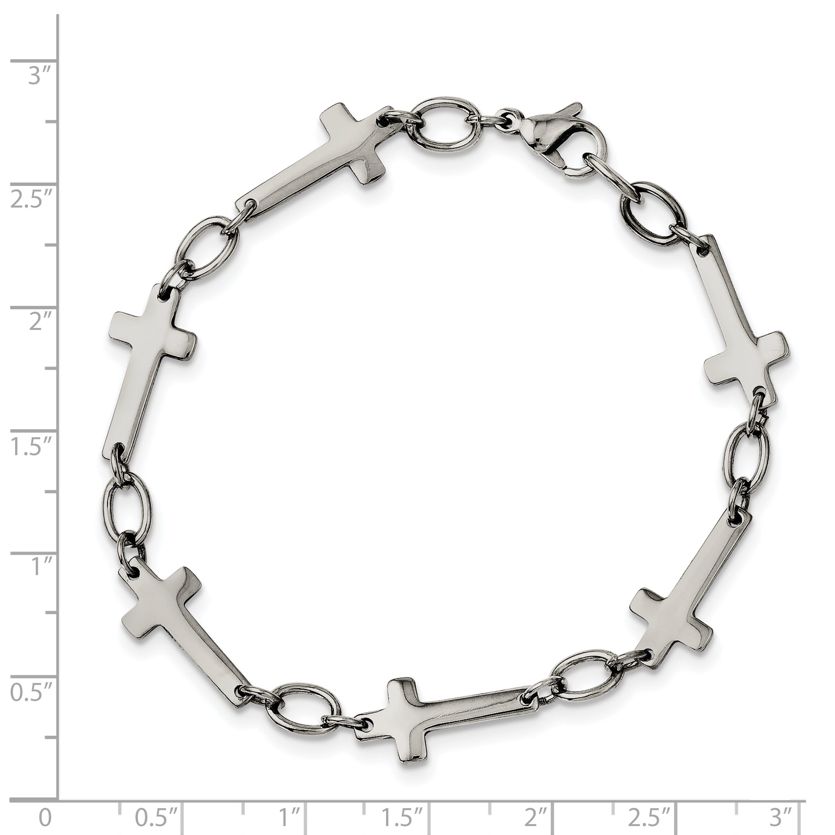 Chisel Stainless Steel Polished 8 inch Sideways Cross Link Bracelet