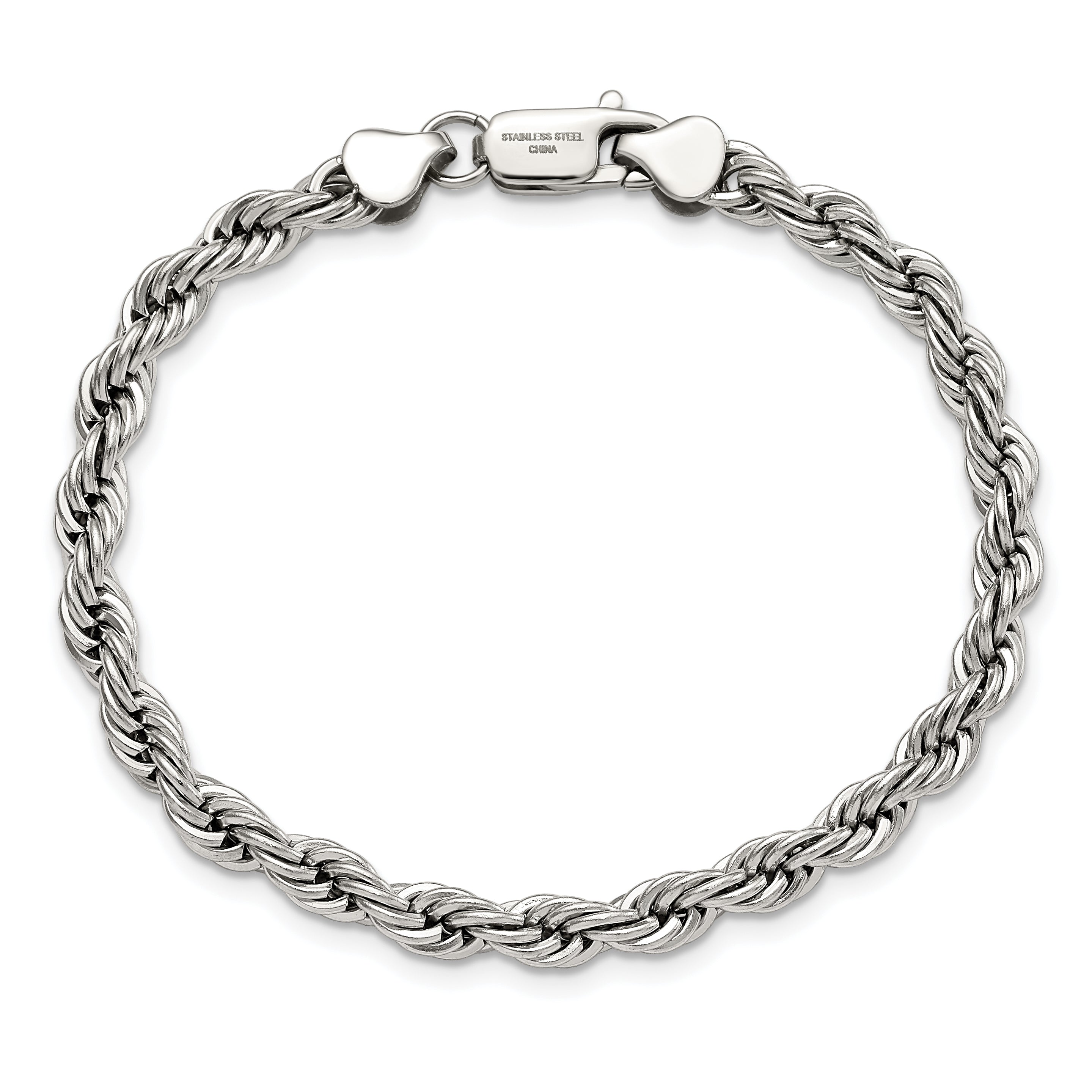 Chisel Stainless Steel Polished 6mm 8.5 inch Rope Bracelet