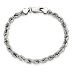 Chisel Stainless Steel Polished 6mm 8.5 inch Rope Bracelet