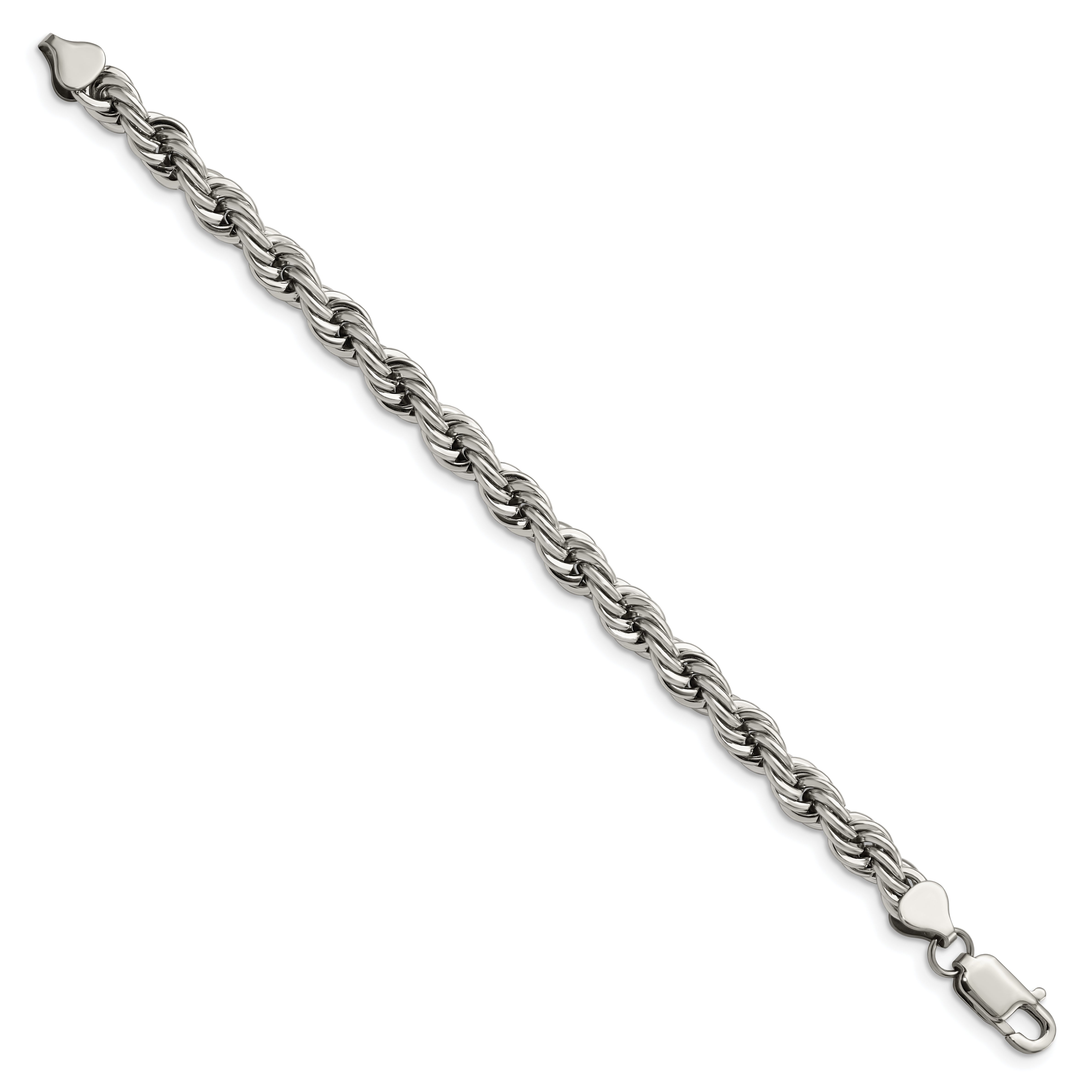 Chisel Stainless Steel Polished 7mm 7.25 inch Rope Bracelet