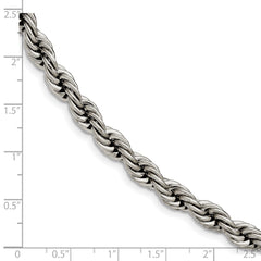 Chisel Stainless Steel Polished 7mm 7.25 inch Rope Bracelet