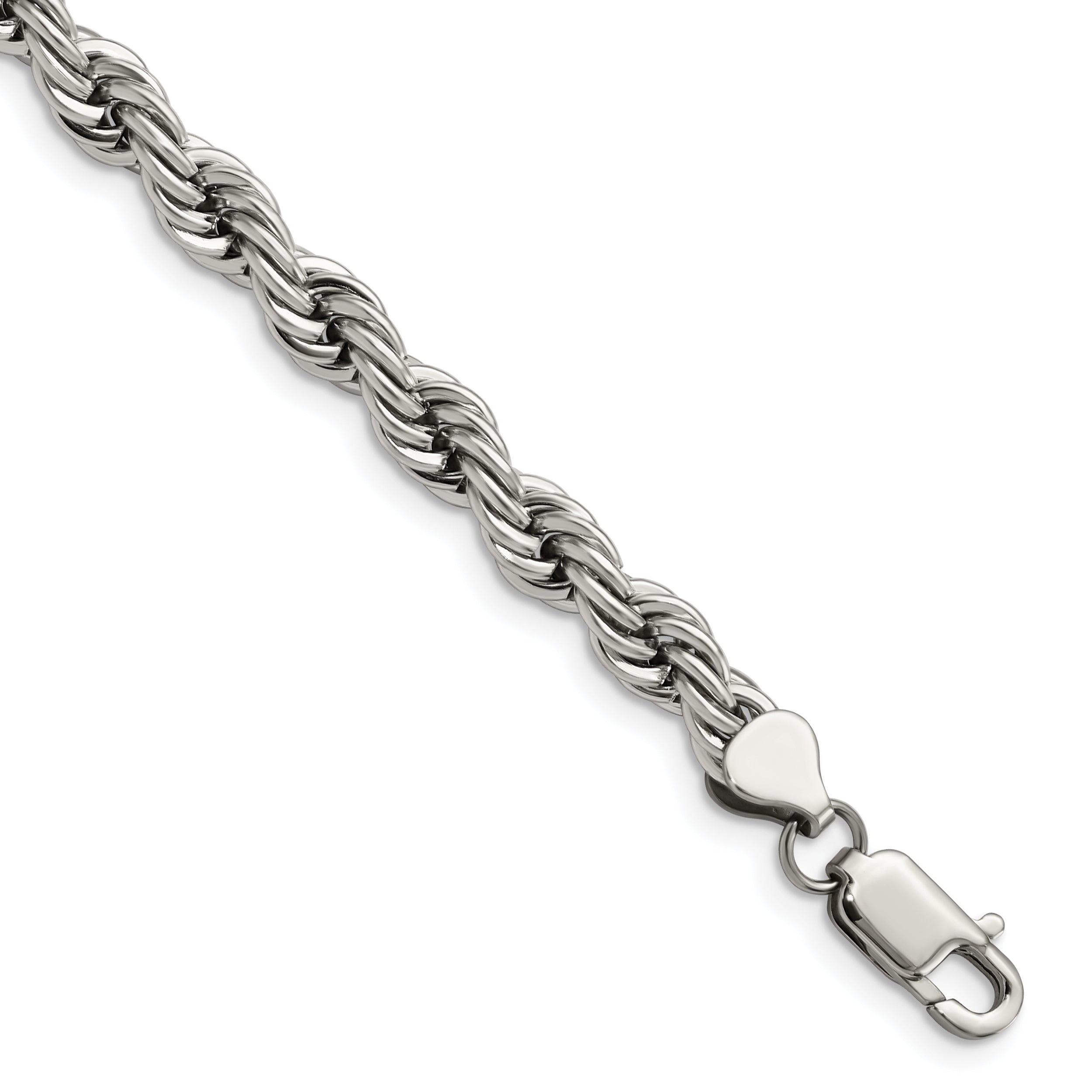 Chisel Stainless Steel Polished 7mm 9 inch Rope Bracelet