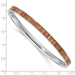 Stainless Steel Polished Yellow and Brown Enameled Bangle