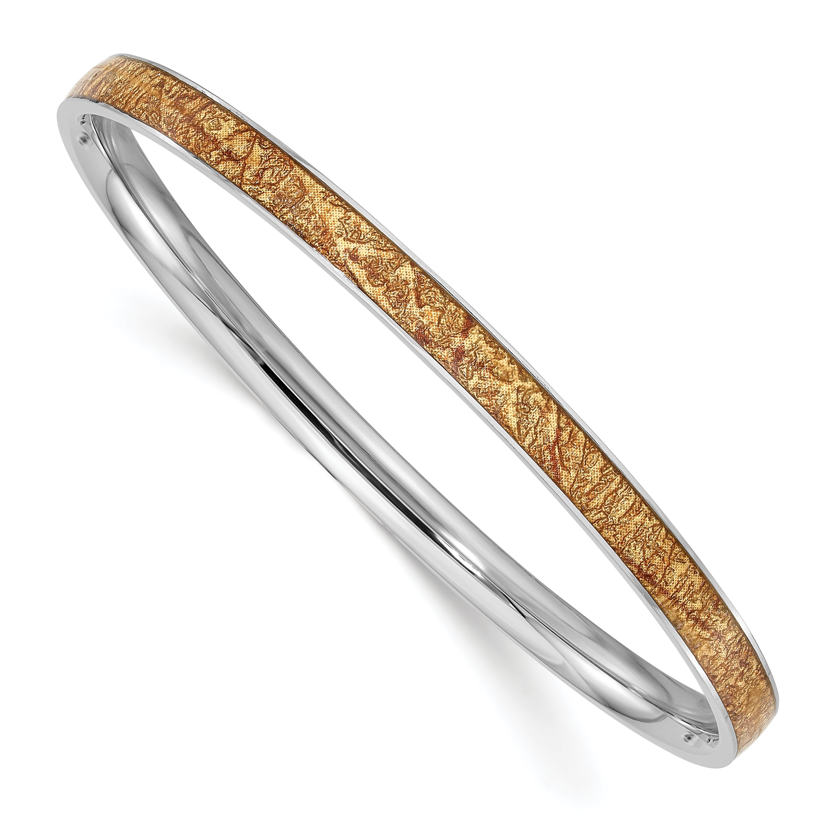 Stainless Steel Polished Yellow Enameled Bangle