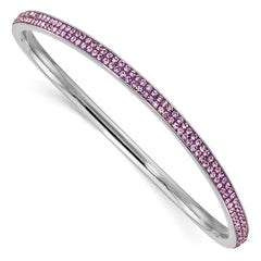 Stainless Steel Polished Light Purple Crystal Wavy Bangle