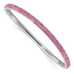 Stainless Steel Polished Pink Crystal Wavy Bangle