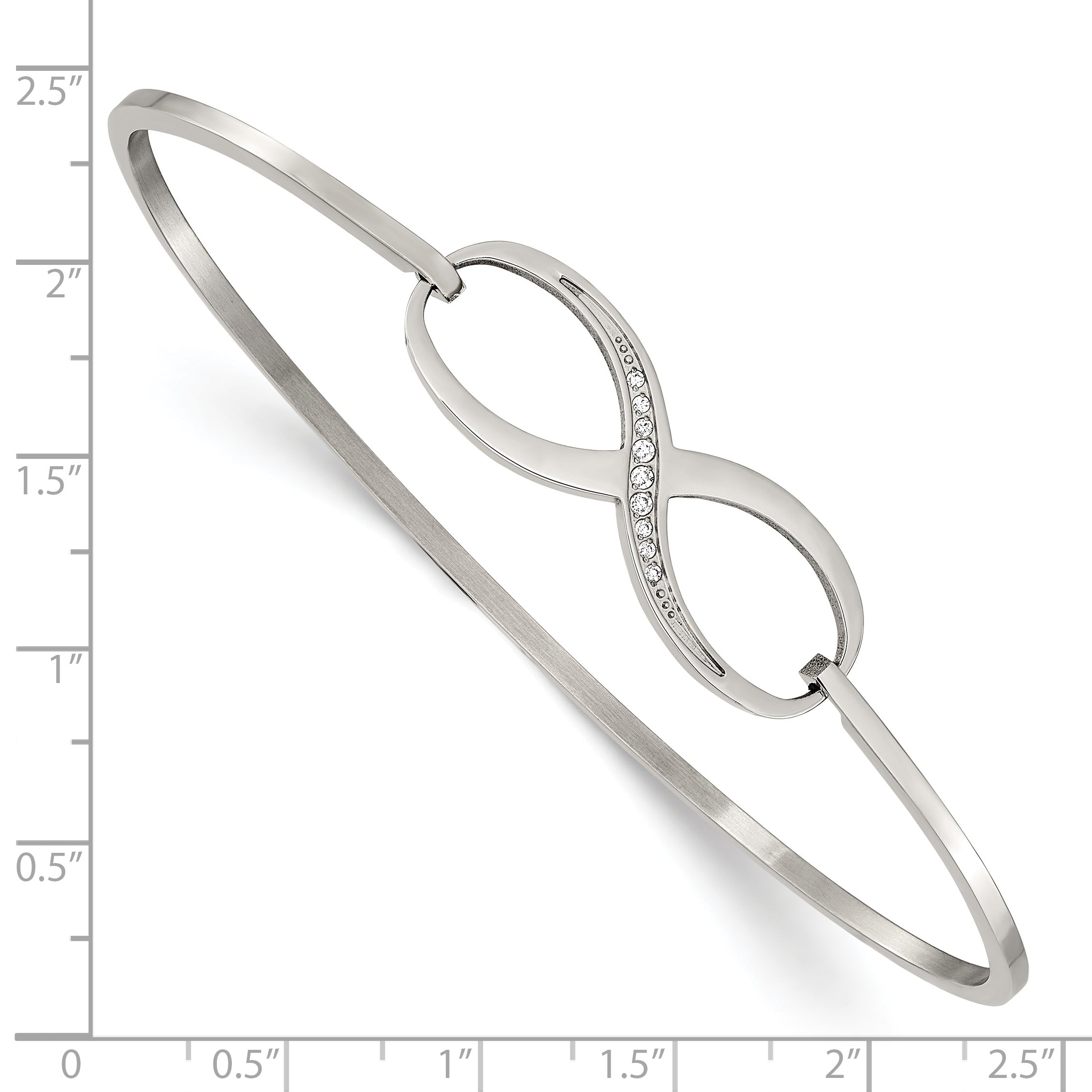 Chisel Stainless Steel Polished with CZ Infinity Symbol Bangle